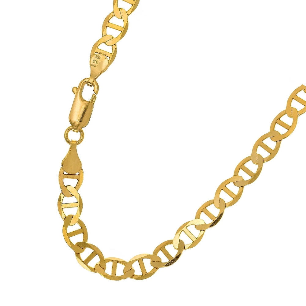 10k Solid Yellow Gold 3.2mm Mariner Chain Necklace- 16" 18" 20" 22" 24