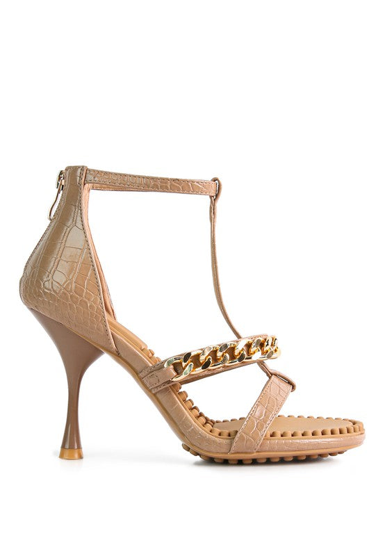 DAKOTA Metal Chain Mid Heel Sandals