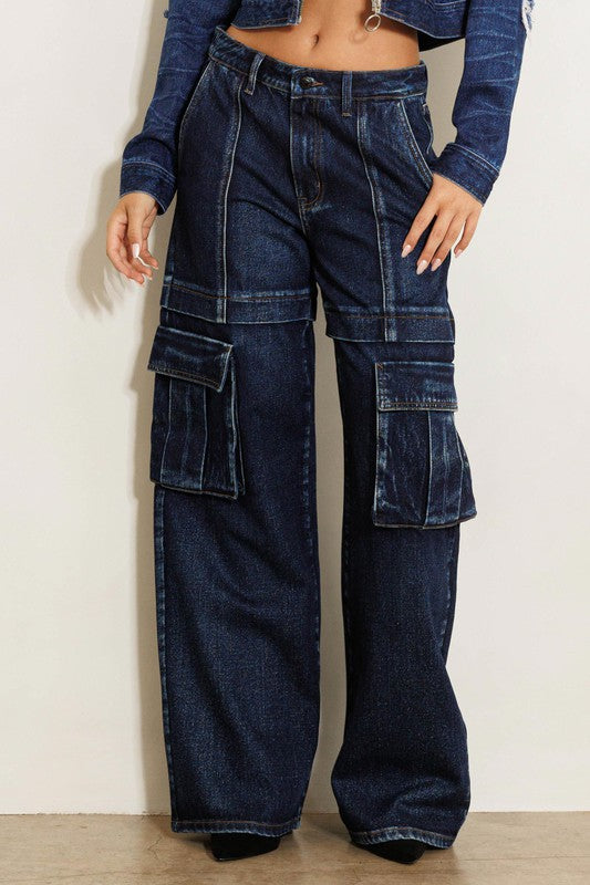 Cargo Pocket Wide Jeans – It's Beautifully You