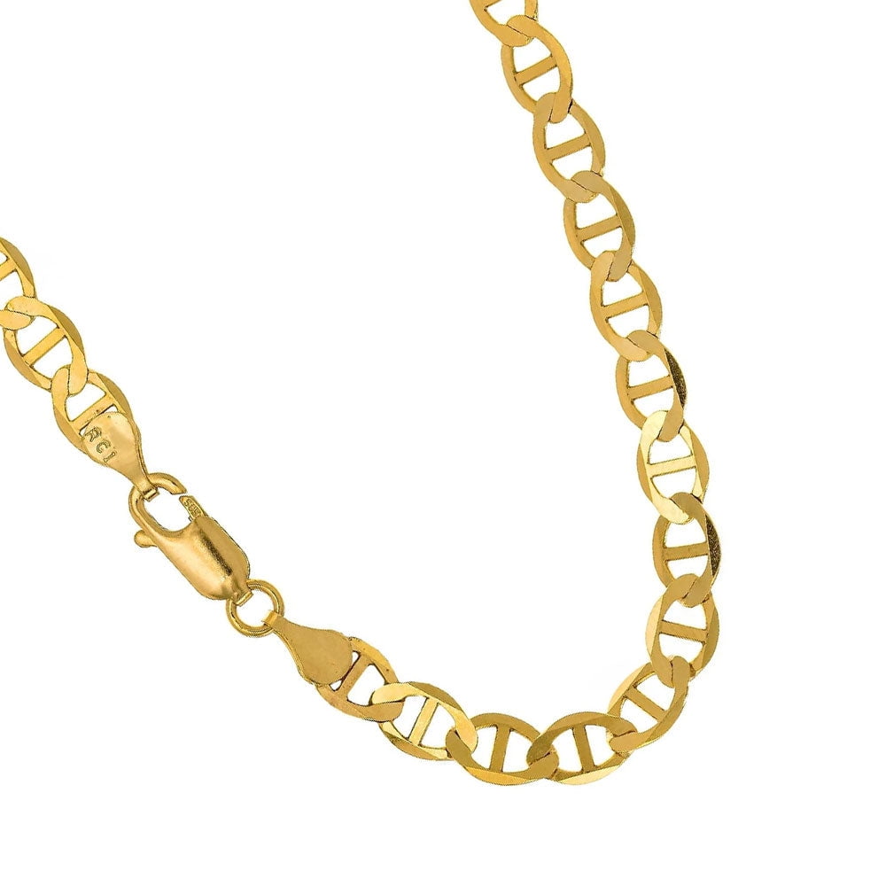 10k Solid Yellow Gold 3.2mm Mariner Chain Necklace- 16" 18" 20" 22" 24