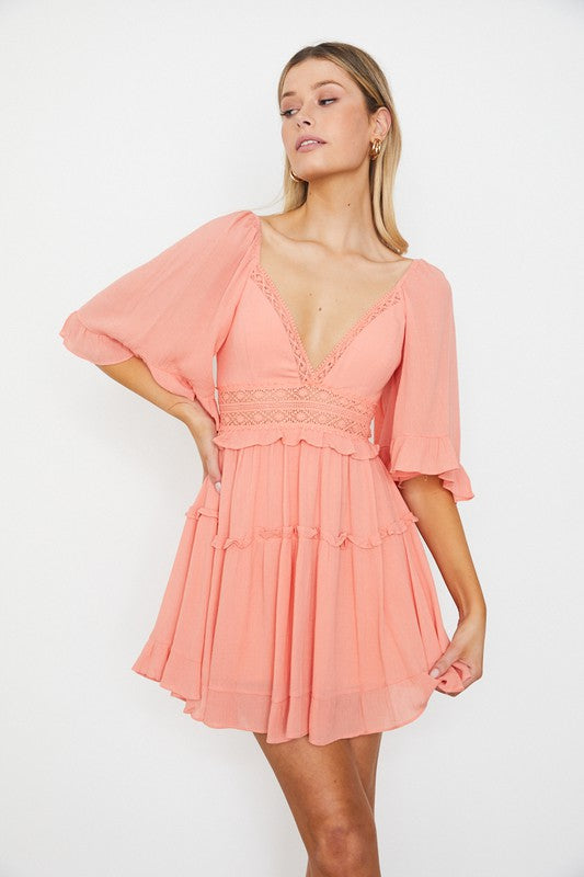 Flutter Sleeved Mini Dress