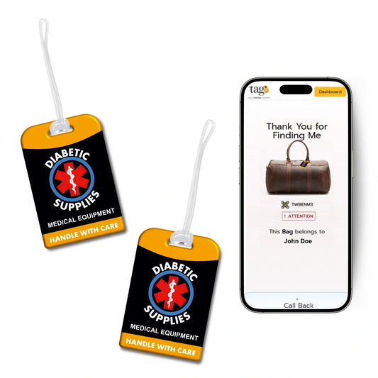 Diabetic Equipment Tag Yellow Color [Pack 2]