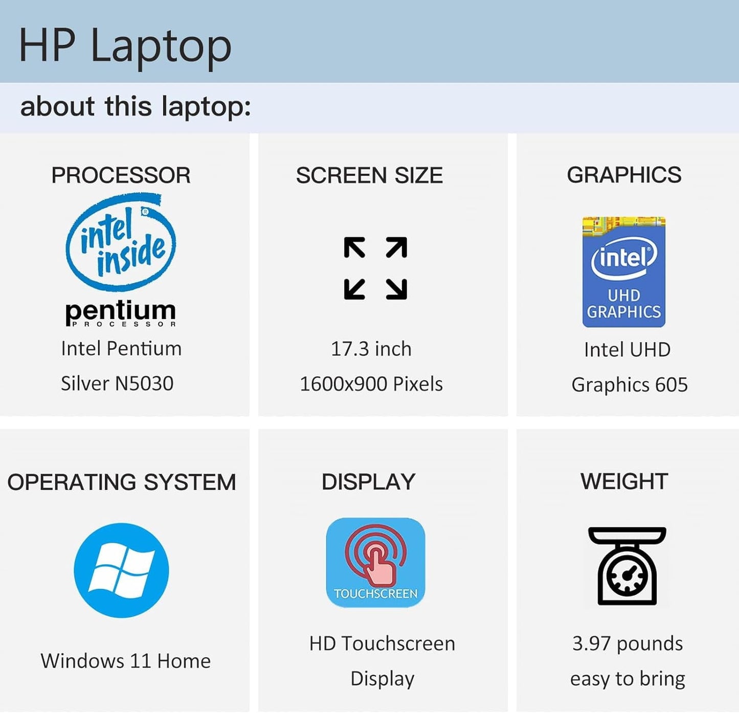 HP 17 Touchscreen Computer Laptop for Student and Business, 17.3" HD+,