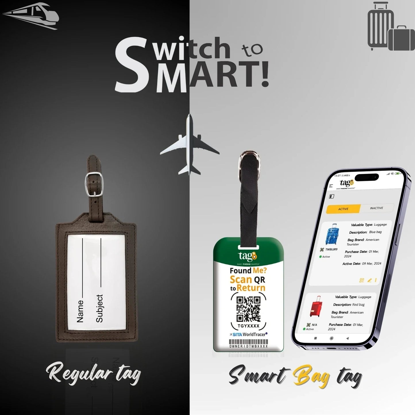 Smart Bag Security Tag -  Hungary Flag [Pack 2]