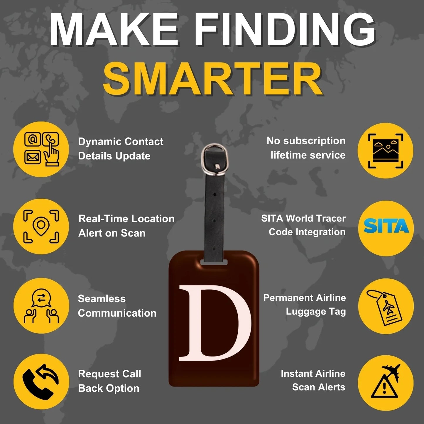 Initials Bag tag D  [pack 2]