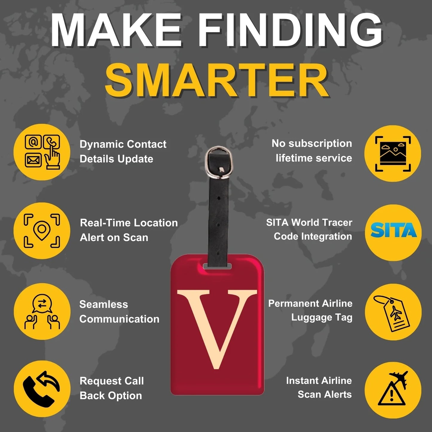 Initials Bag tag V  [pack 2]