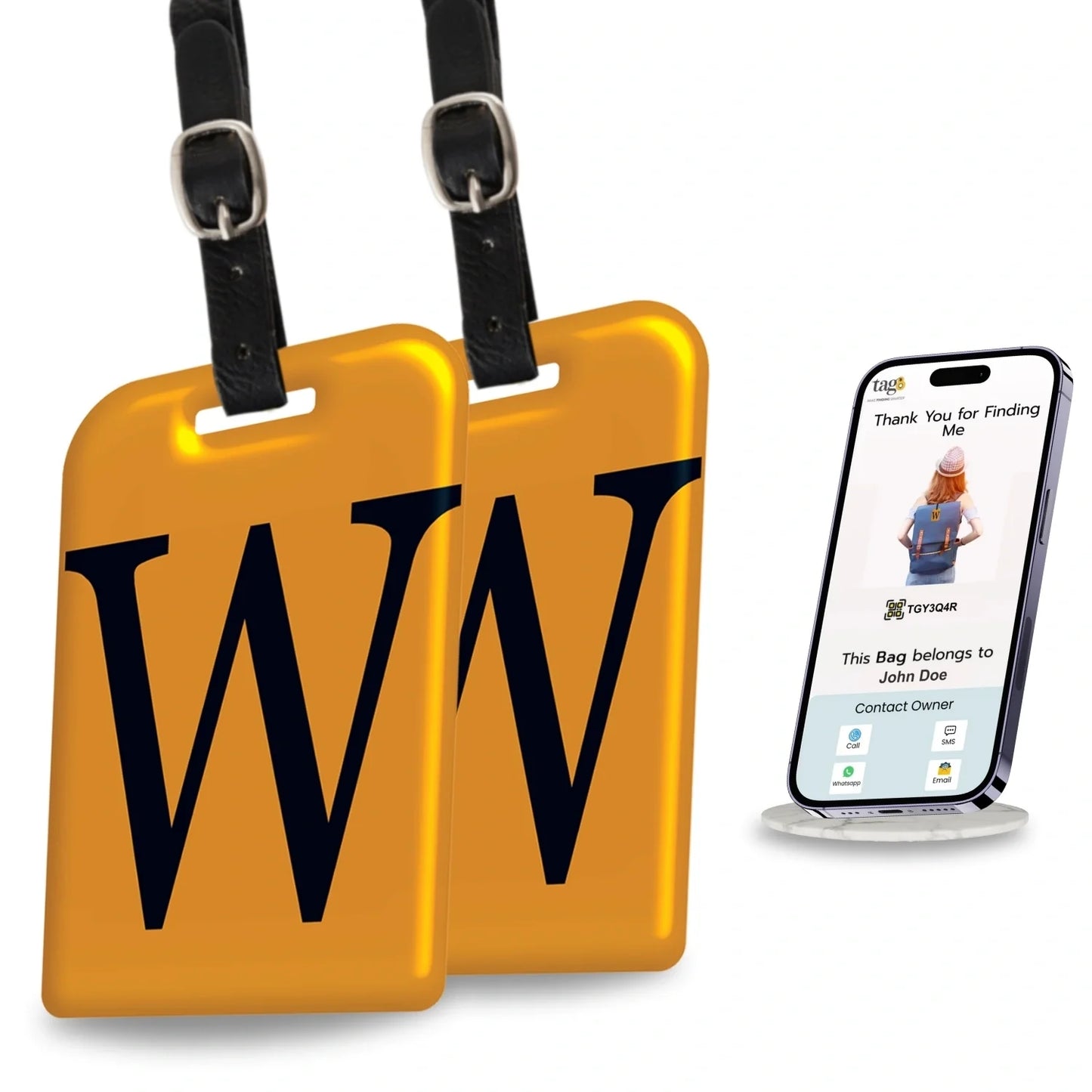 Initials Bag tag W  [pack 2]