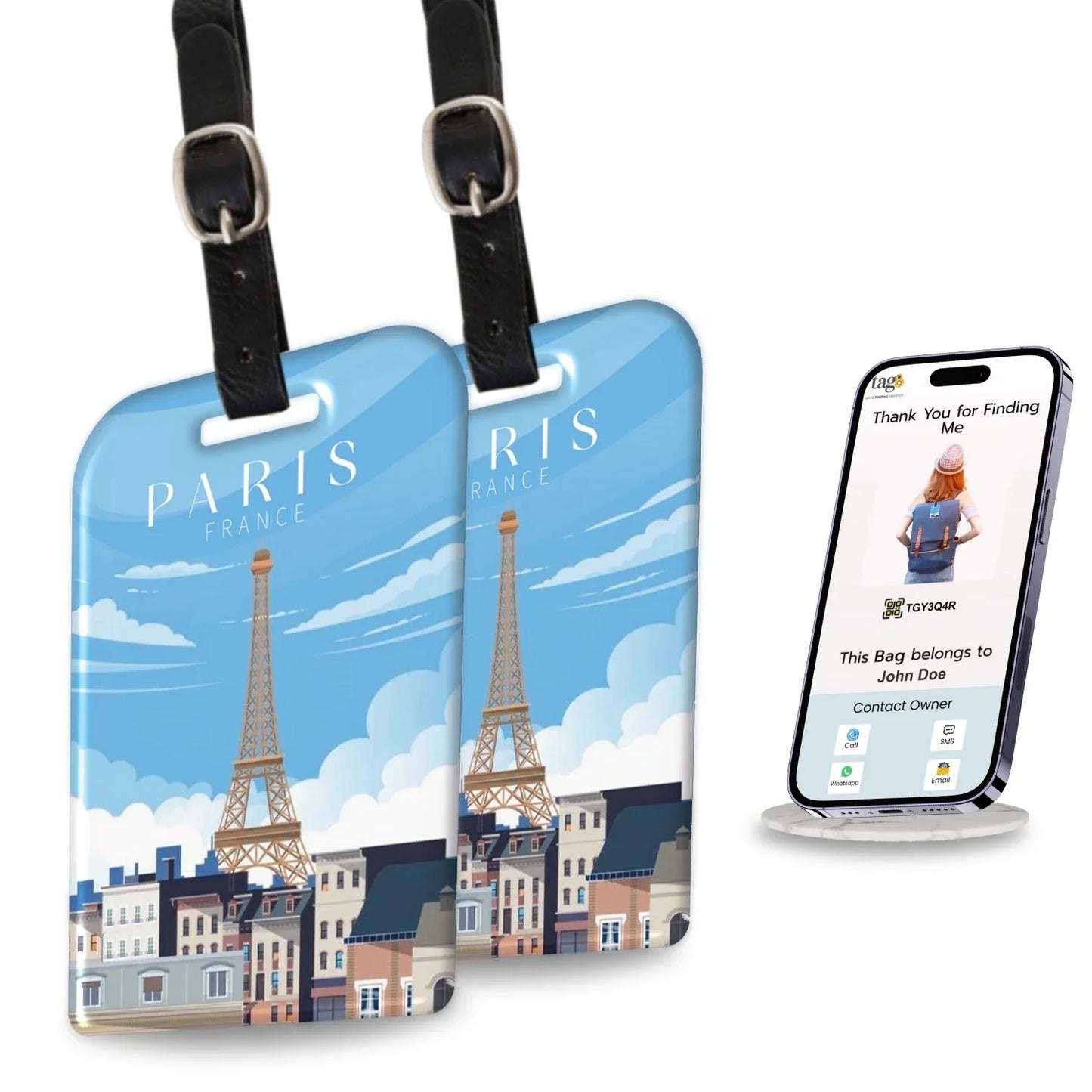 Smart Bag Security Tag - Paris [Pack 2]