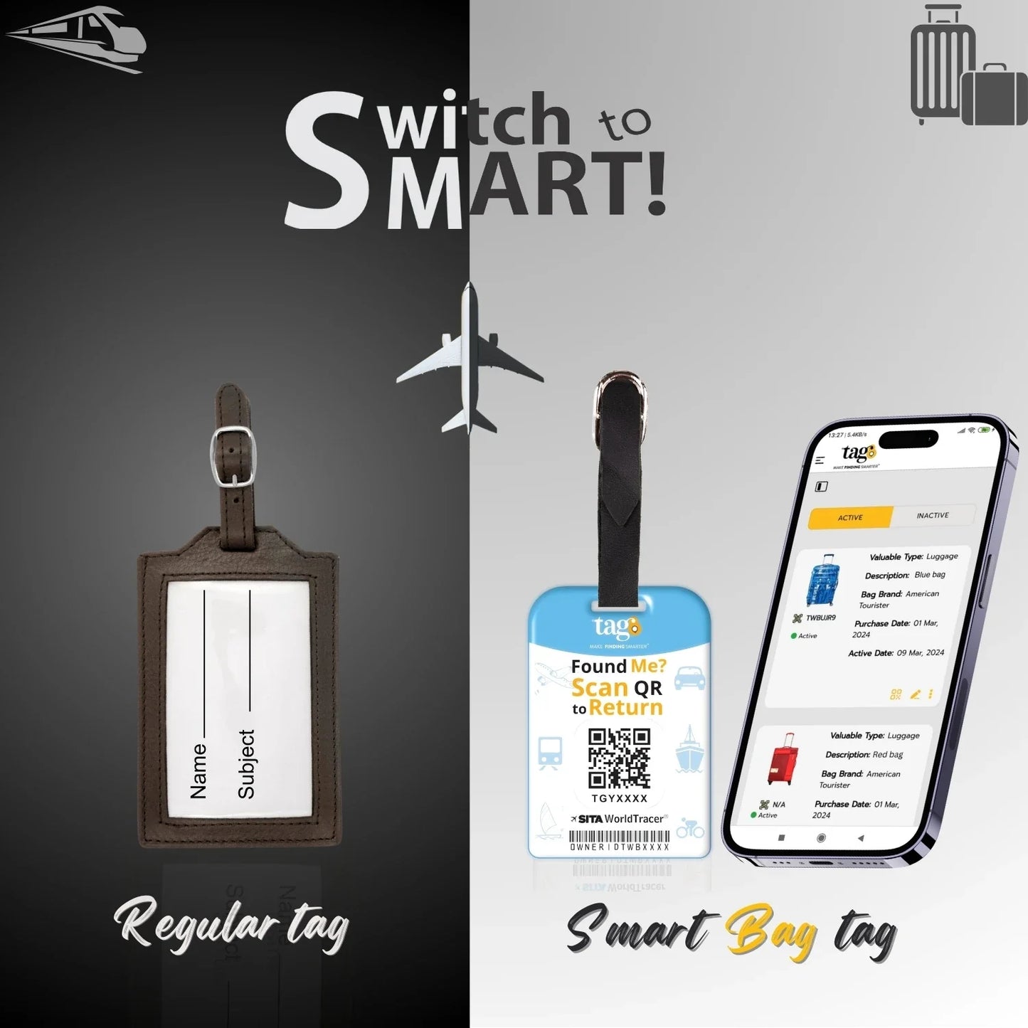 Smart Bag Security Tag - Paris [Pack 2]
