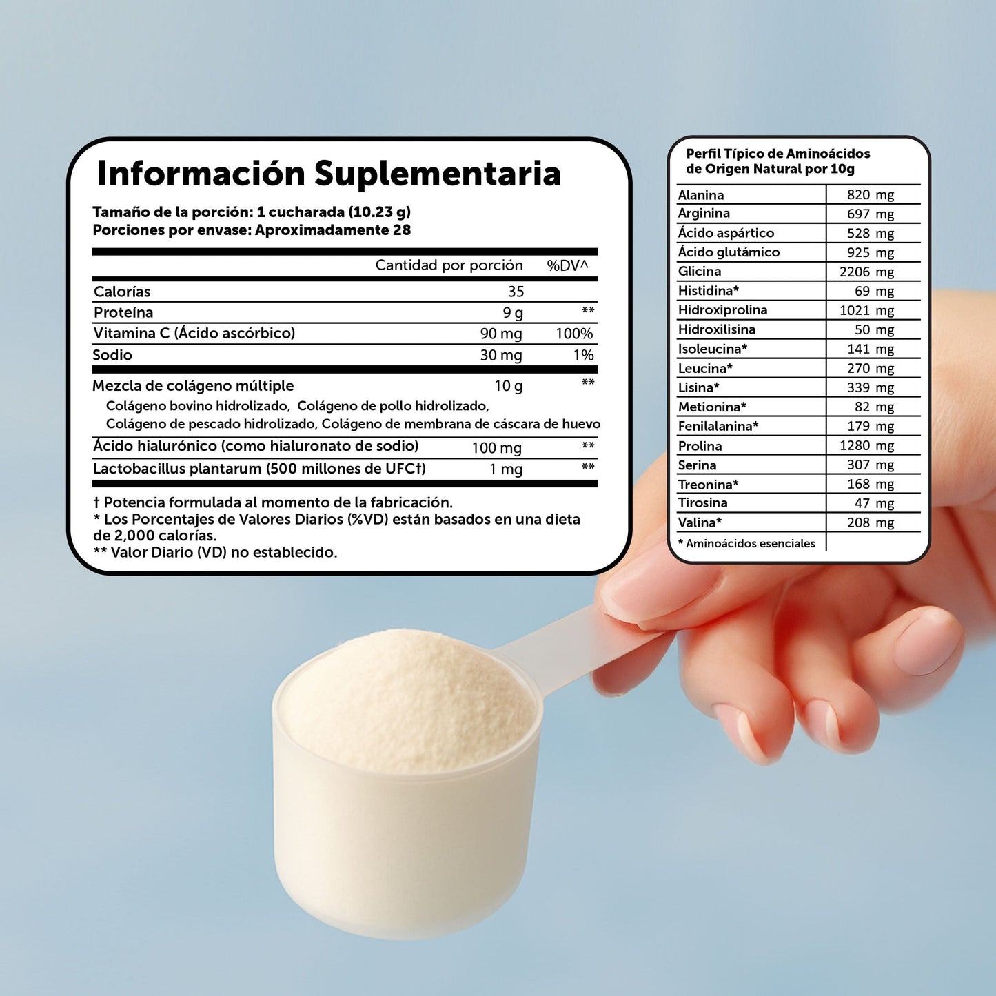 Colageno Hidrolizado 5 en 1 con Ácido Hialurónico, Vitamina C y Probióticos